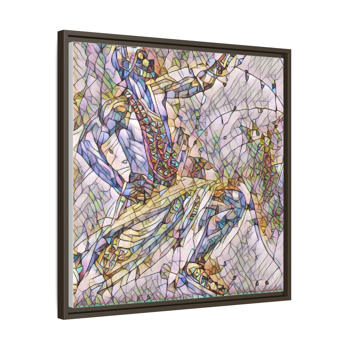 Abstract Stained-Glass Dancers — Framed Matte Canvas Art