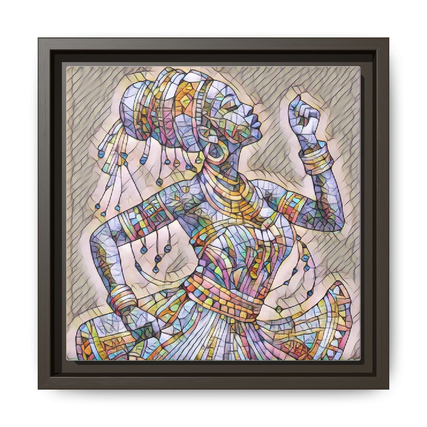 Framed Canvas Art — Colorful Mosaic Dancer