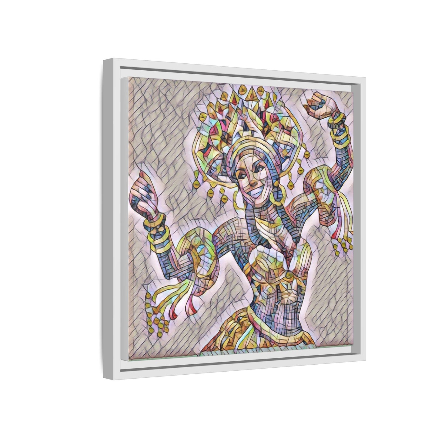 Framed Matte Canvas: Colorful Carnival Dancer Artwork – Vibrant Ethnic Dance Wall Art