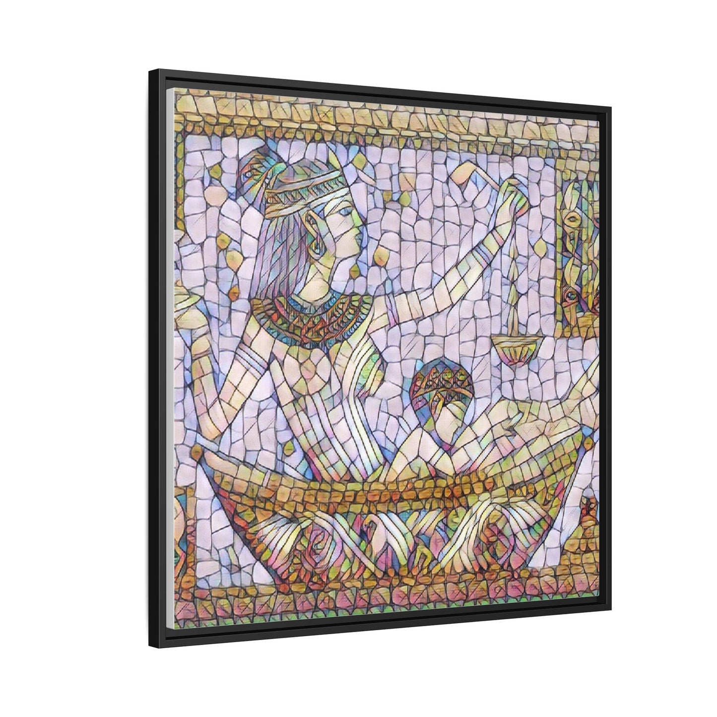 Egyptian Mosaic Goddess Matte Canvas Print (Framed)