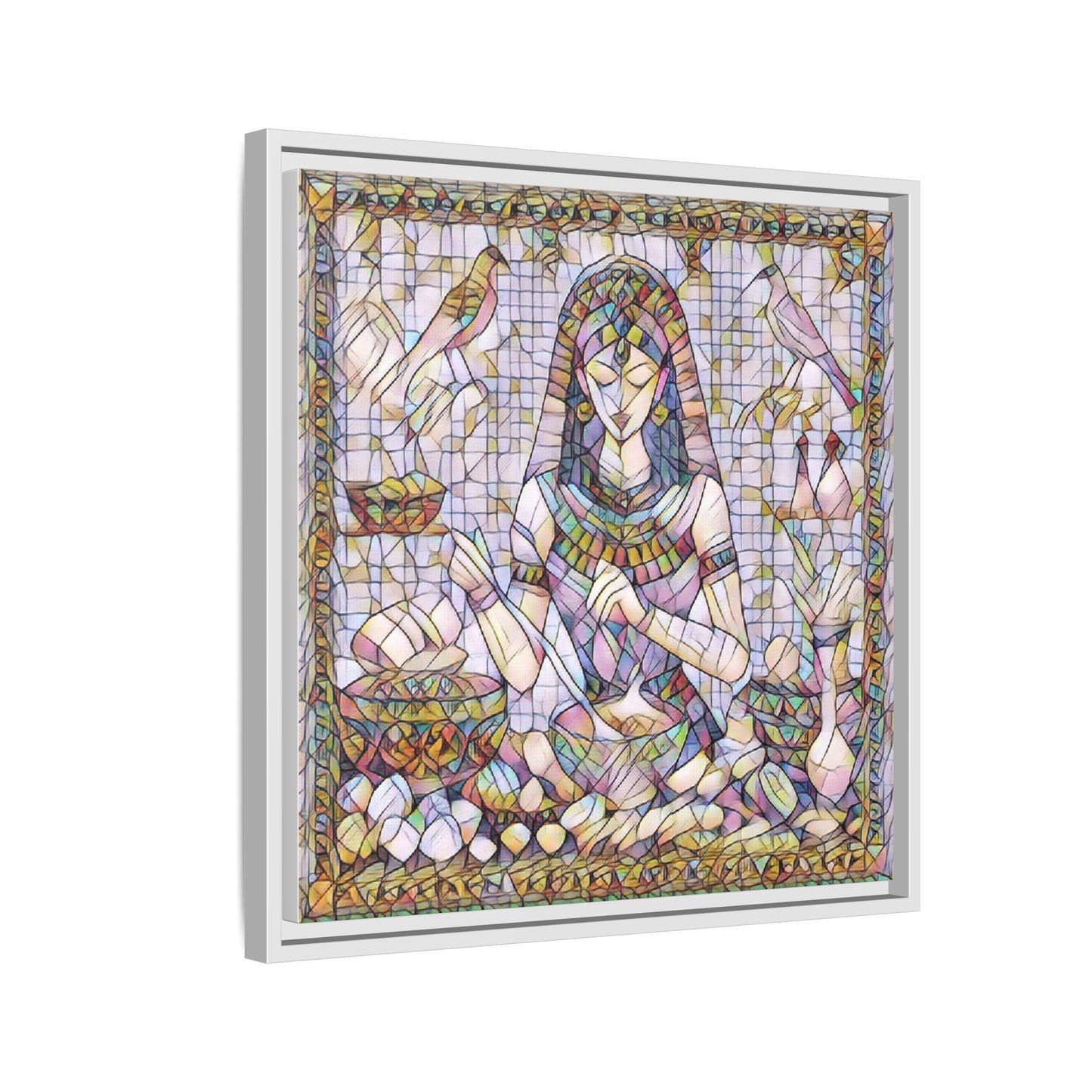 Egyptian Goddess Mosaic Framed Canvas Art