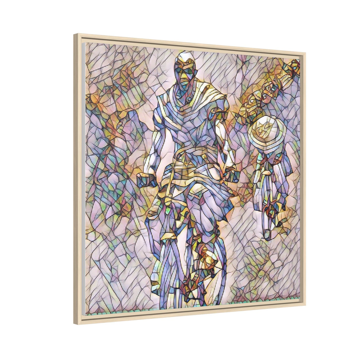 Framed Matte Canvas — Abstract Cyclist Artwork (Multi‑Color)