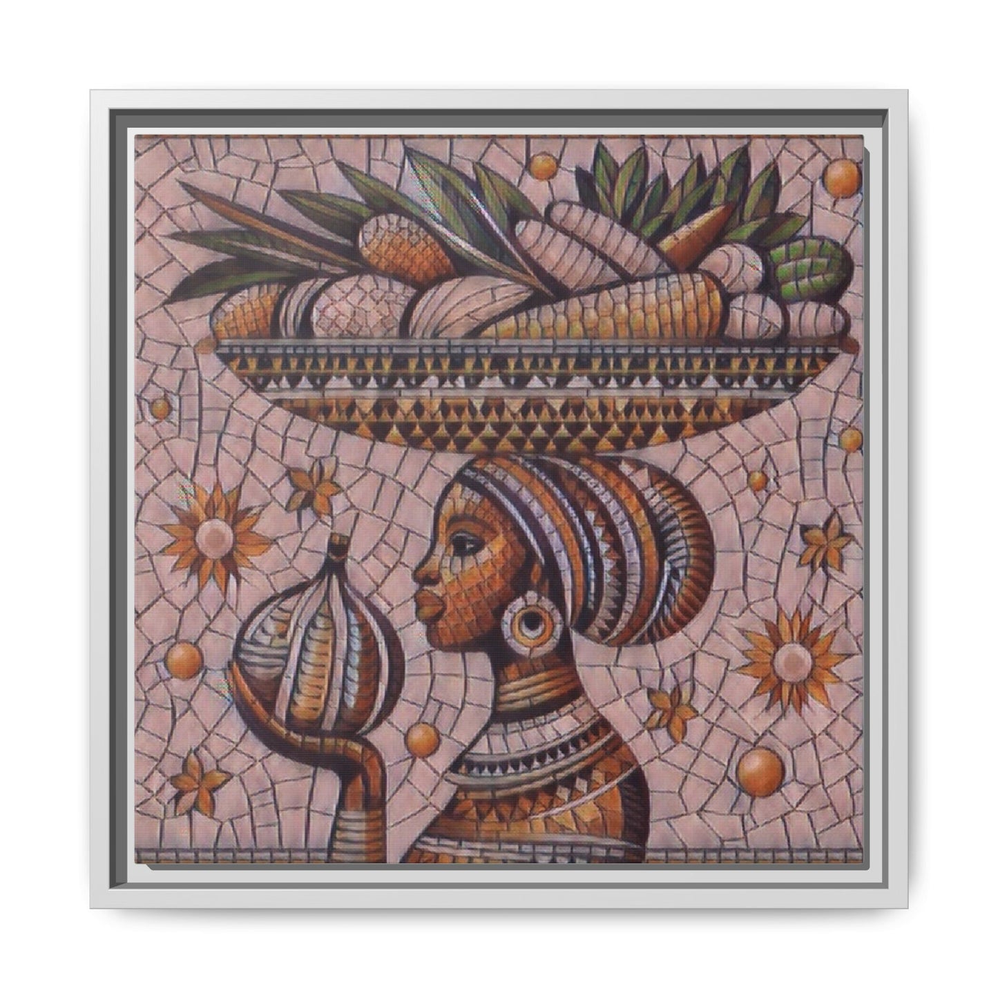 Egyptian Mosaic Goddess Matte Framed Canvas Wall Art