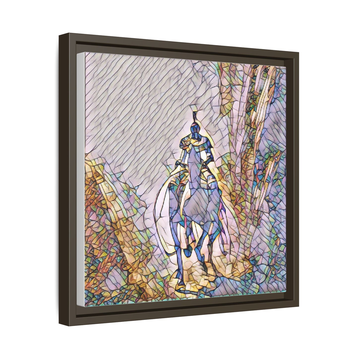 Stained-Glass Knight Matte Framed Canvas Wall Art