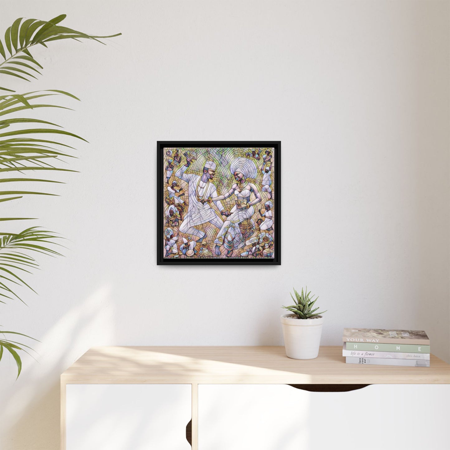 Afrobeat Celebration Matte Framed Canvas — Vibrant Dancers Wall Art