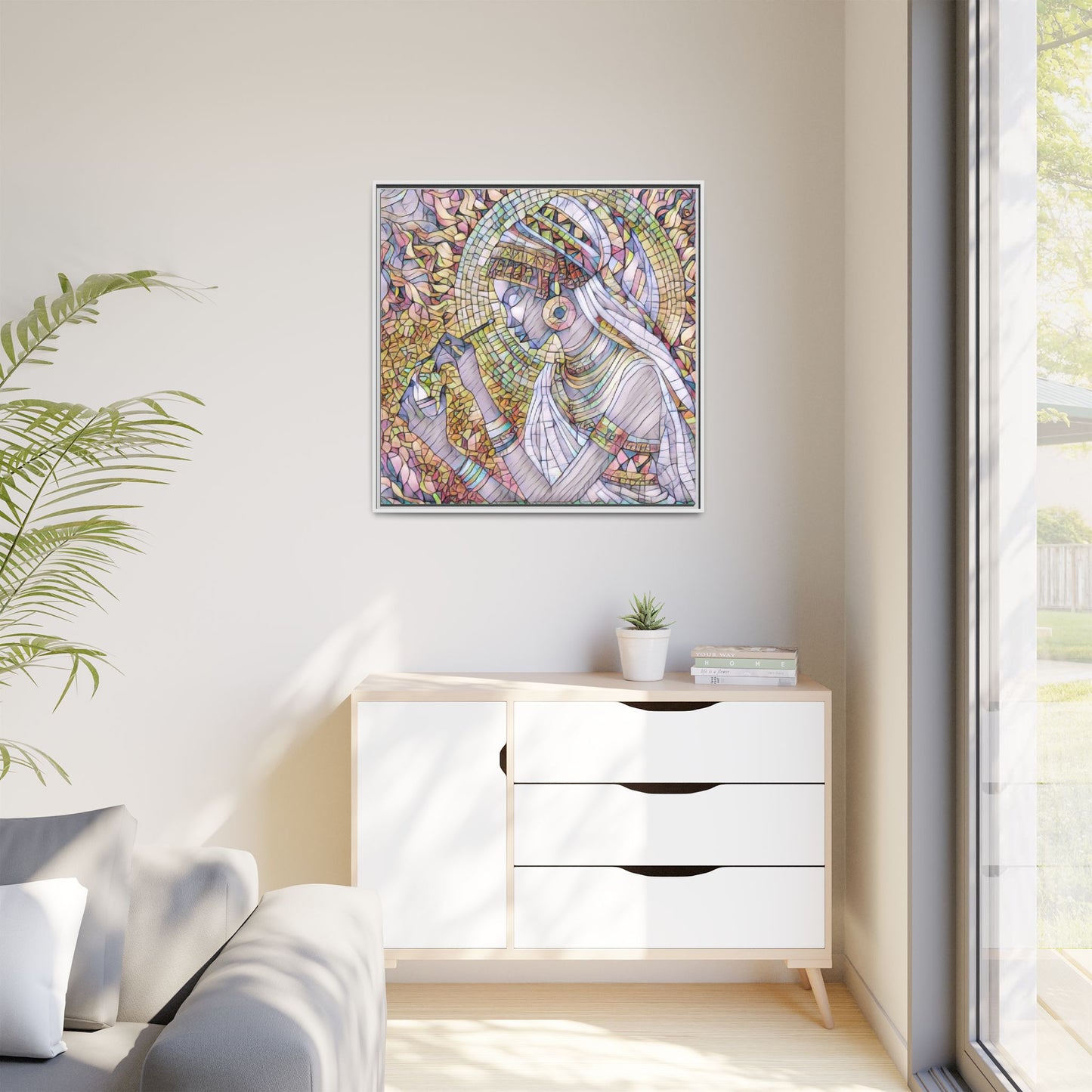 Egyptian Goddess Stained-Glass Matte Canvas (Framed)