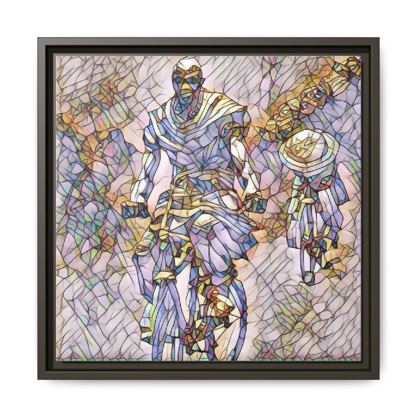 Framed Matte Canvas — Abstract Cyclist Artwork (Multi‑Color)