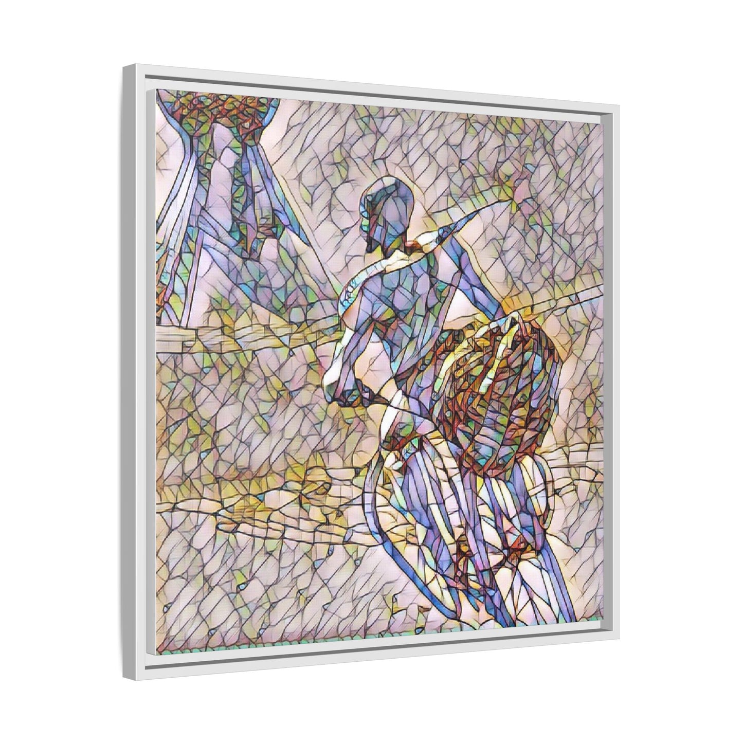 Abstract Stained-Glass Warrior Matte Framed Canvas