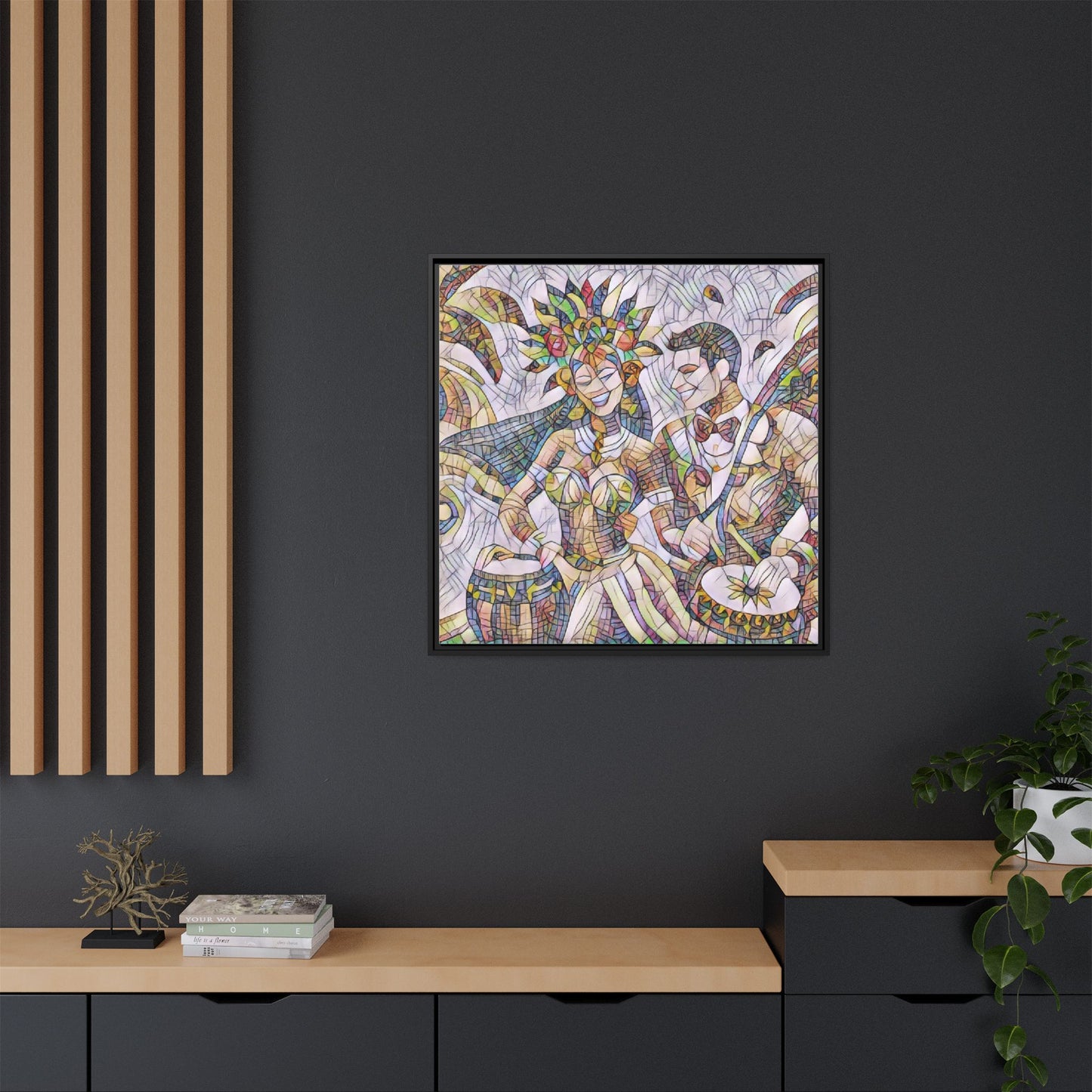 Carnival Samba Dancers Framed Canvas Art — Colorful Brazilian Festival Wall Decor