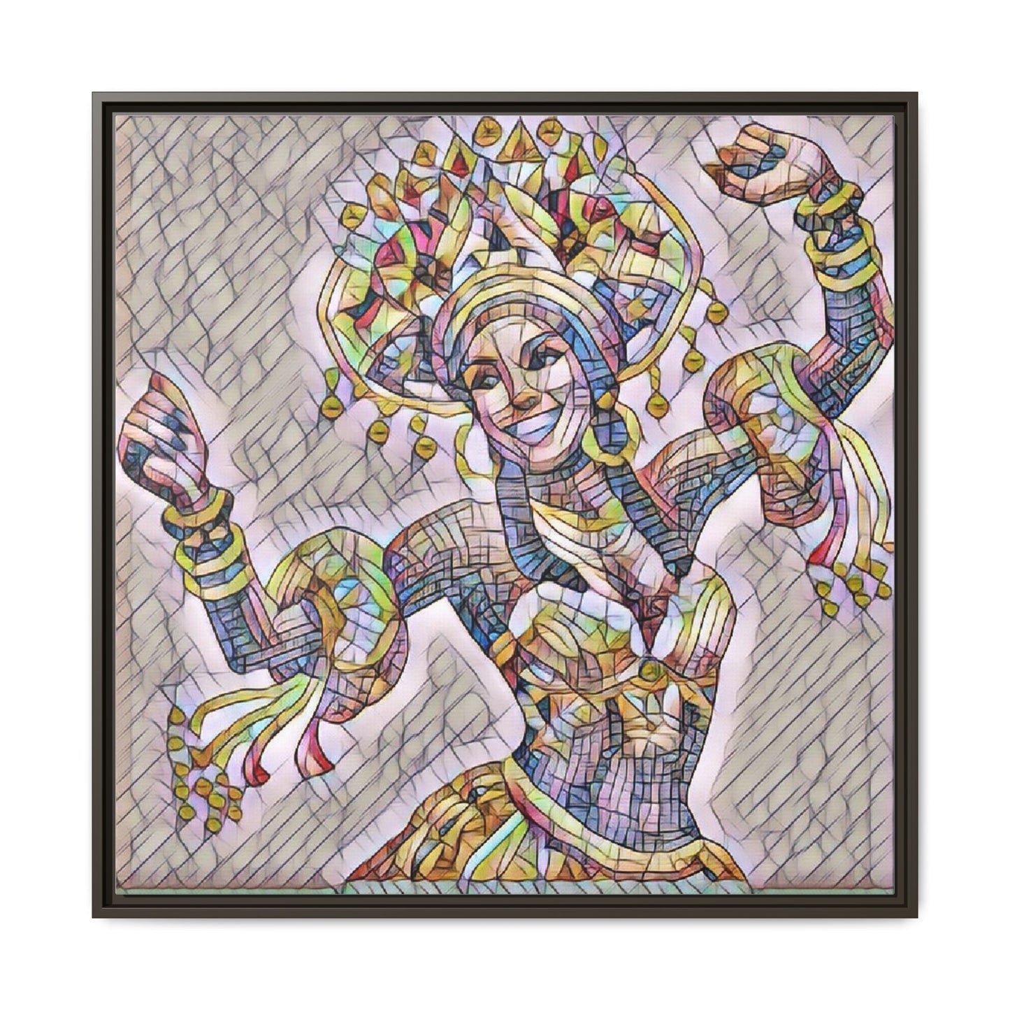 Framed Matte Canvas: Colorful Carnival Dancer Artwork – Vibrant Ethnic Dance Wall Art
