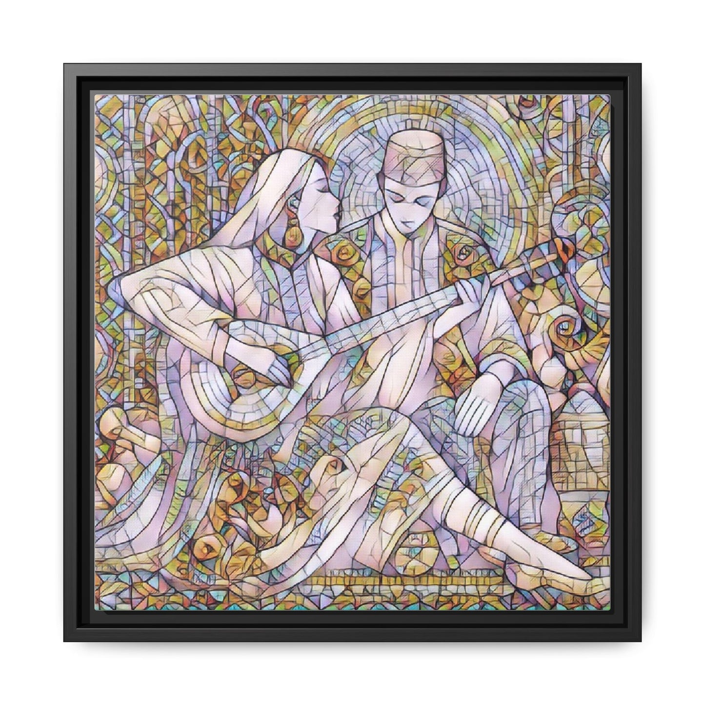 Love Song Serenade - Framed Canvas Wall Art | Guitar Player Romantic Print