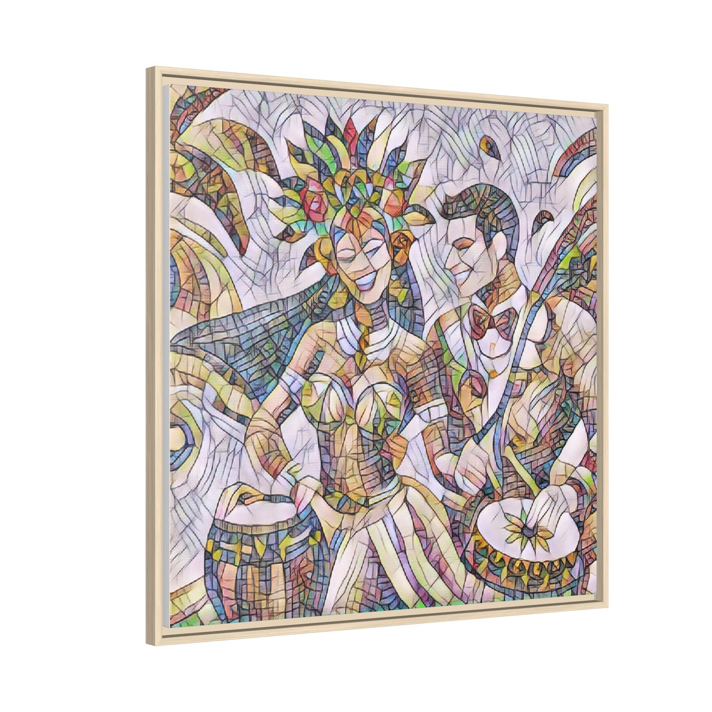 Carnival Samba Dancers Framed Canvas Art — Colorful Brazilian Festival Wall Decor