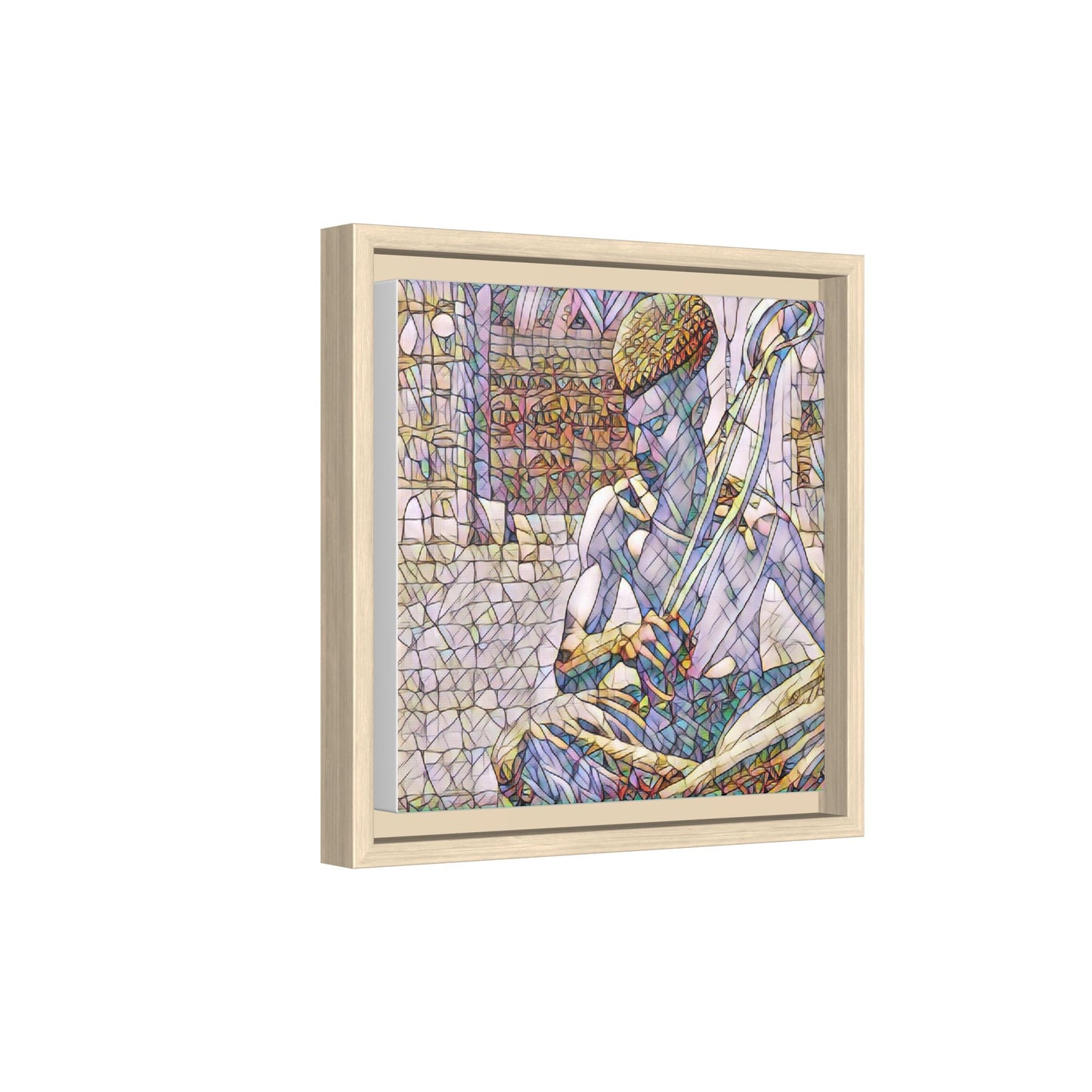 Framed Matte Canvas Art – Stained-Glass Style Musician Print