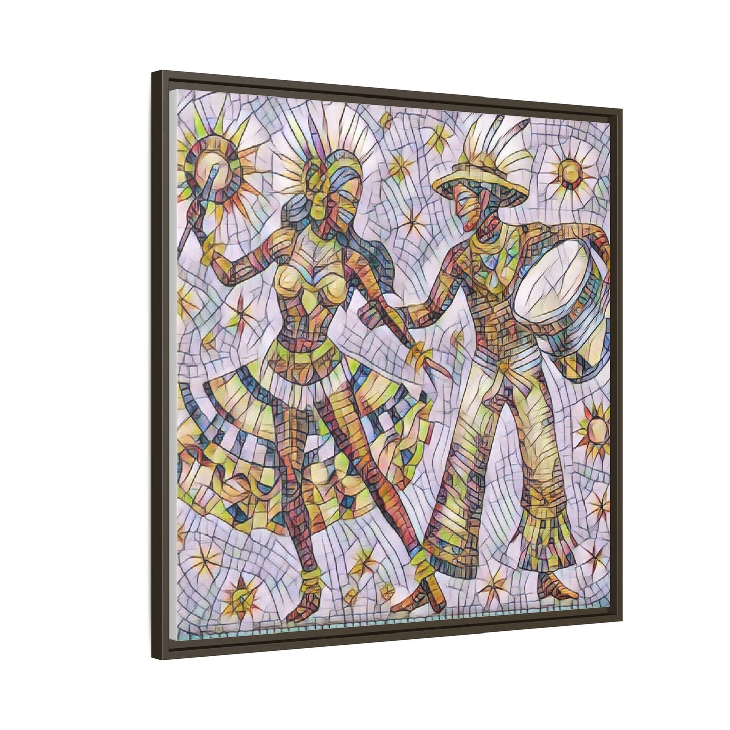 Carnival Dancers Framed Canvas Art — Colorful Samba Rhythm Wall Decor