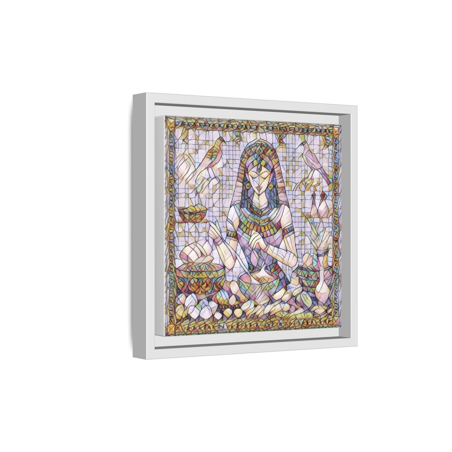 Egyptian Goddess Mosaic Framed Canvas Art