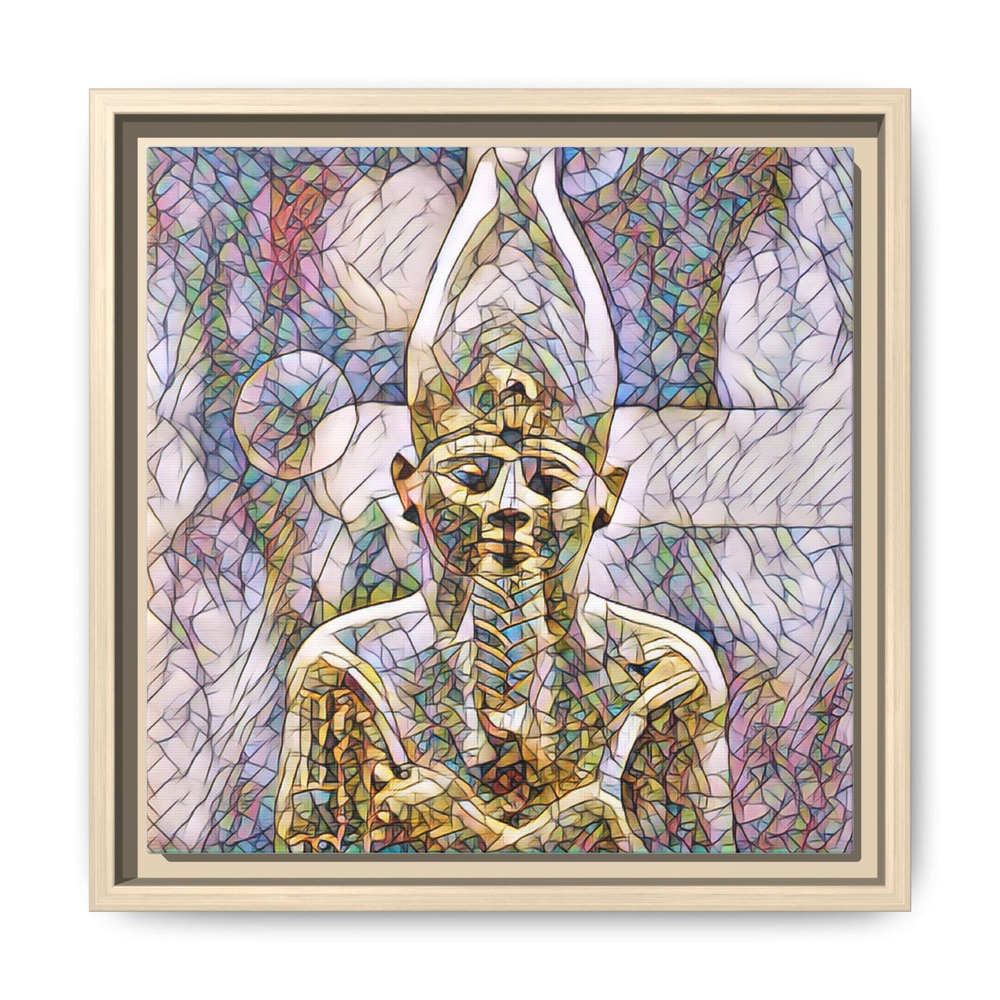 Egyptian Pharaoh Stained-Glass Style Matte Canvas Print, Framed