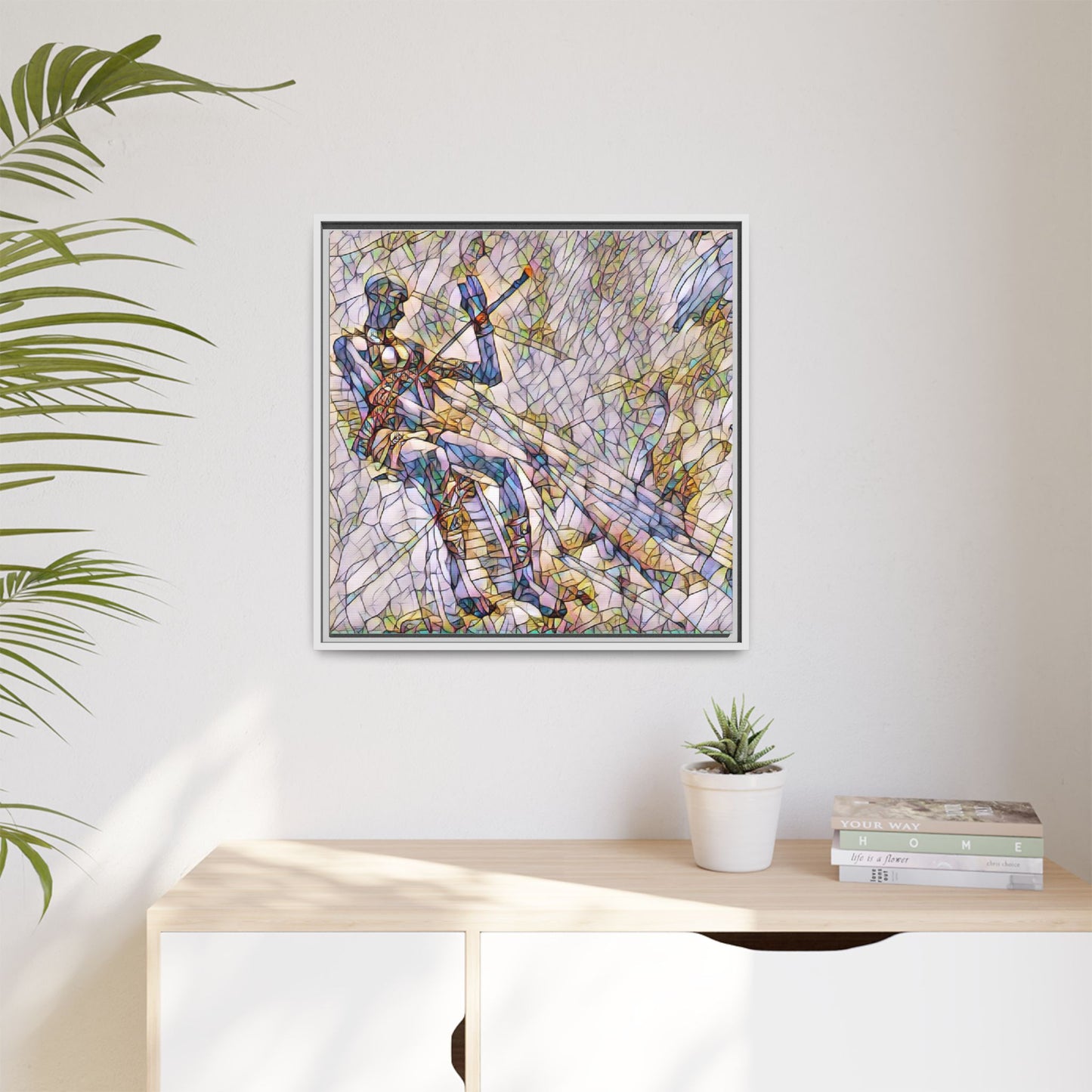 Abstract Stained-Glass Warrior Framed Canvas