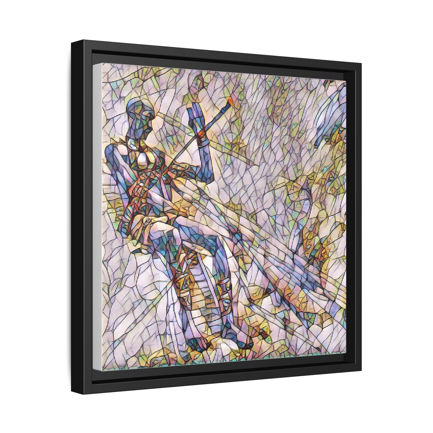 Abstract Stained-Glass Warrior Framed Canvas