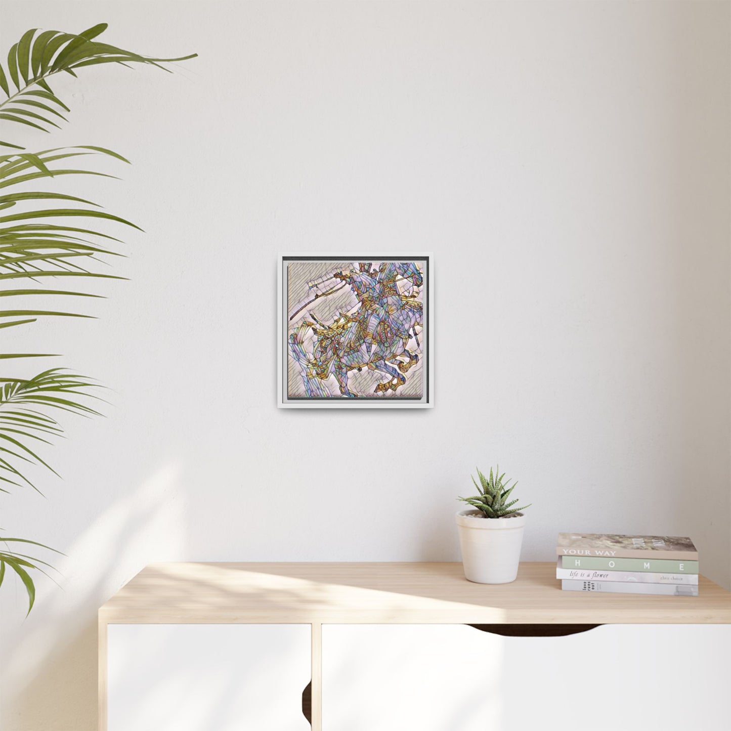 Framed Abstract Stained-Glass Horse Canvas