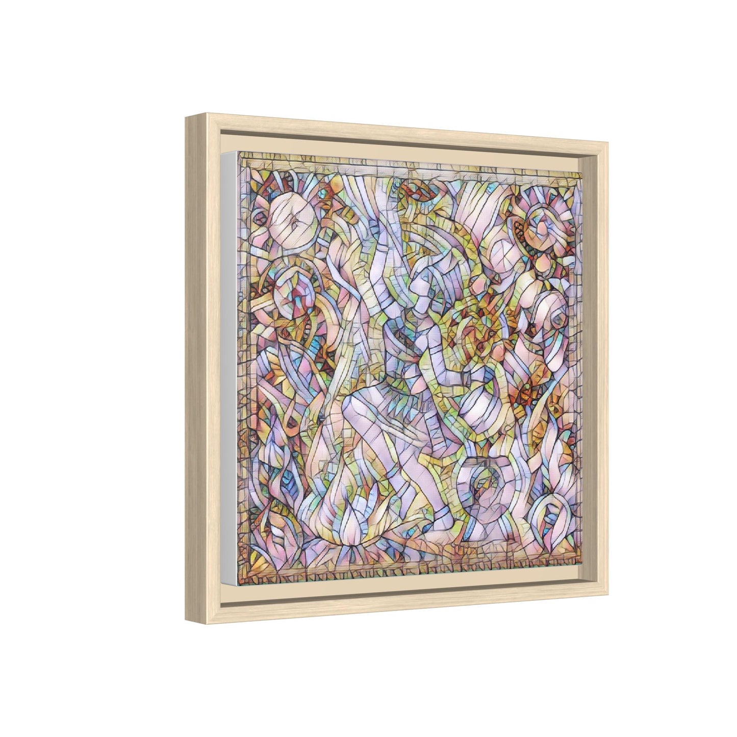 Abstract Stained Glass Dance Matte Framed Canvas