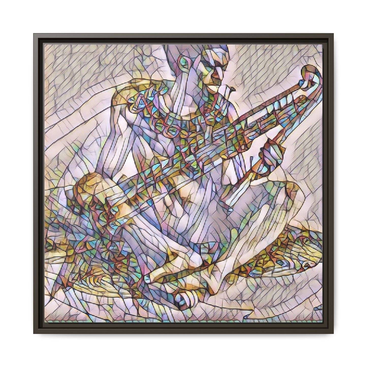 Framed Abstract Musician Canvas Art — Multicolor Modern Wall Decor
