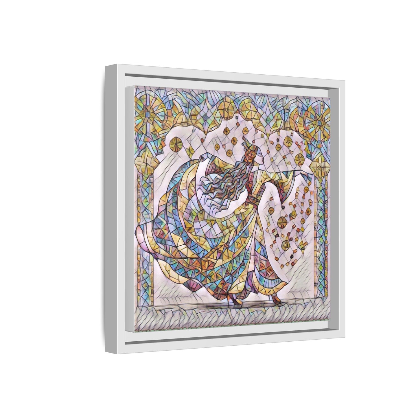 Stained Glass Dancing Dervish Framed Canvas Art