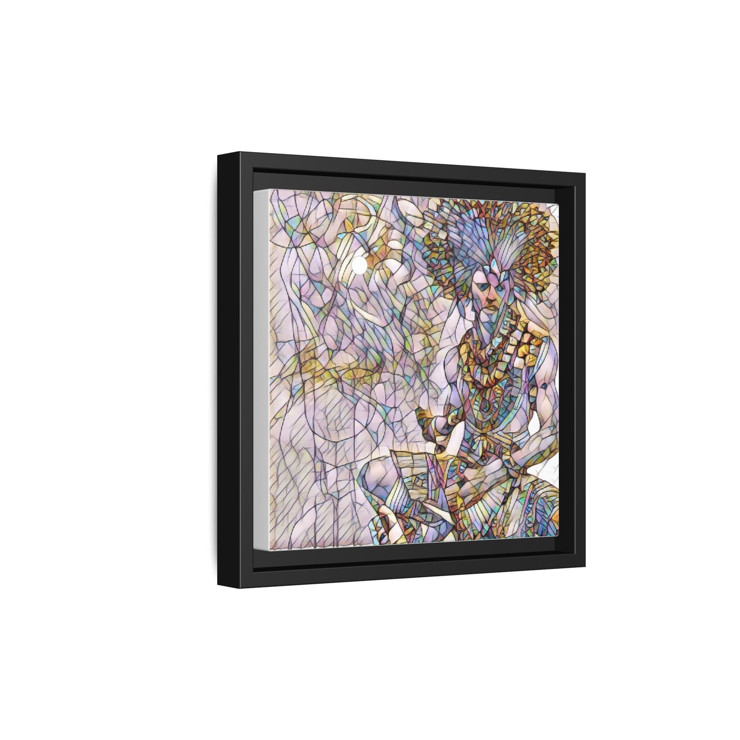 Framed Matte Canvas Art — Colorful Tribal Warrior Illustration