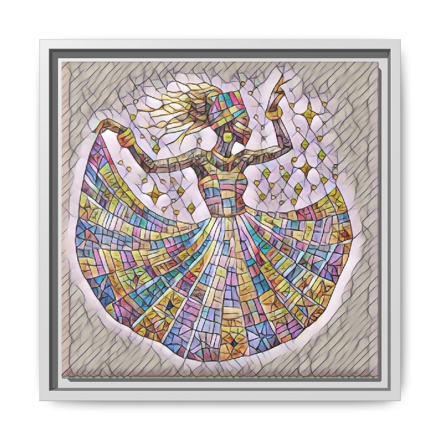 Colorful Mosaic Dance Framed Canvas Art