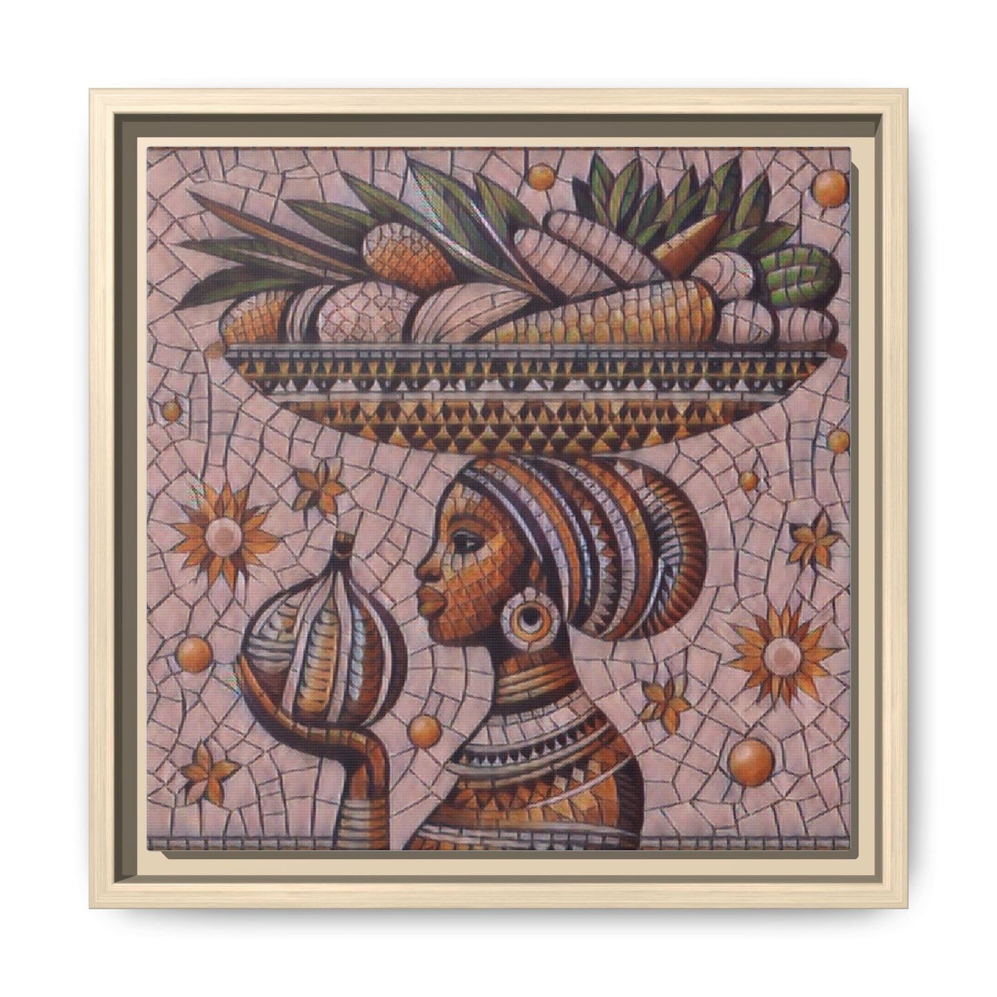 Egyptian Mosaic Goddess Matte Framed Canvas Wall Art