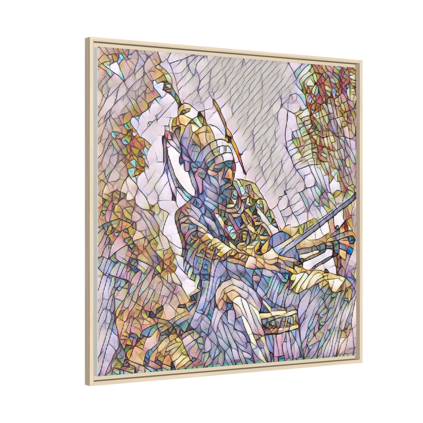 Framed Archery Canvas Print — Stained-Glass Archer Wall Art