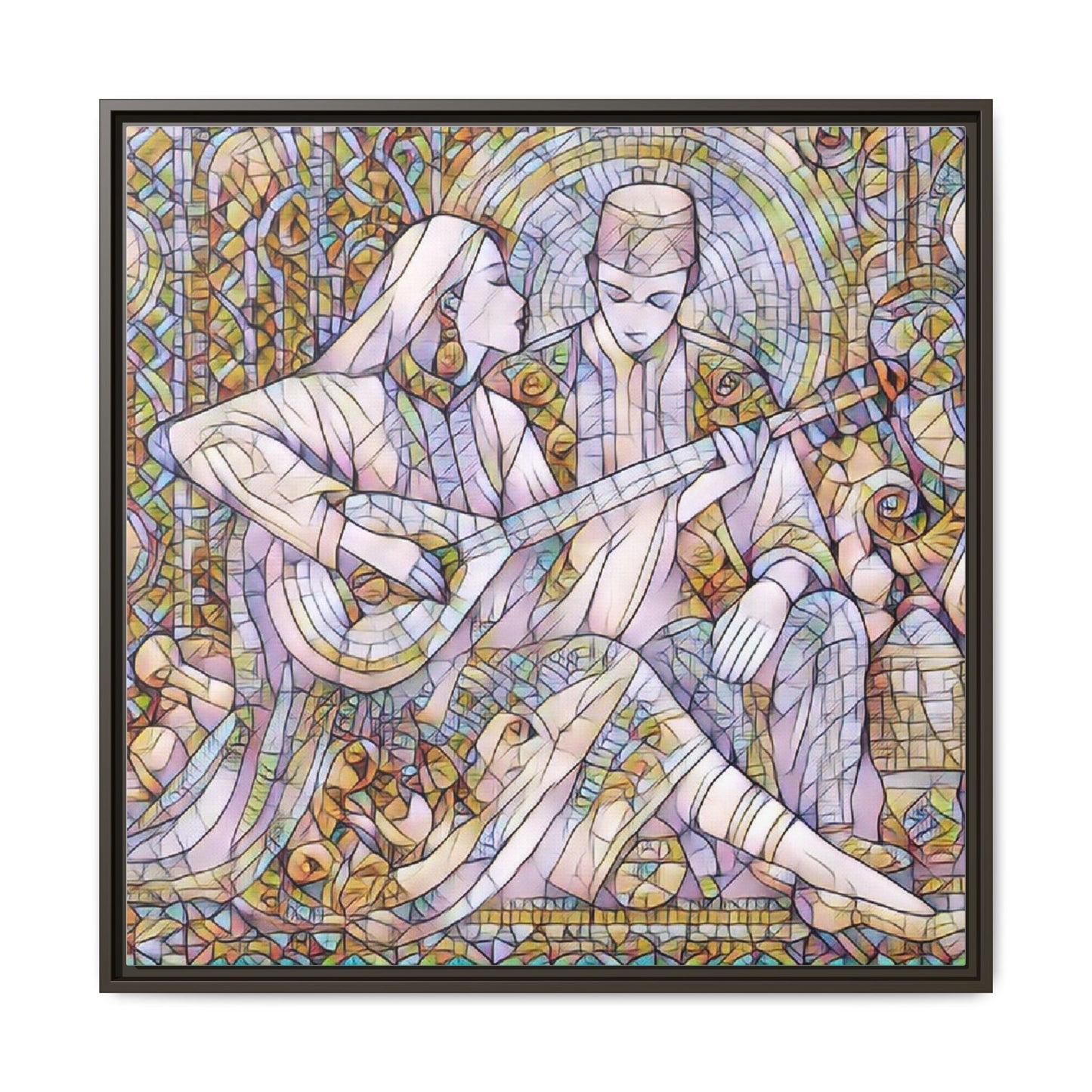 Love Song Serenade - Framed Canvas Wall Art | Guitar Player Romantic Print