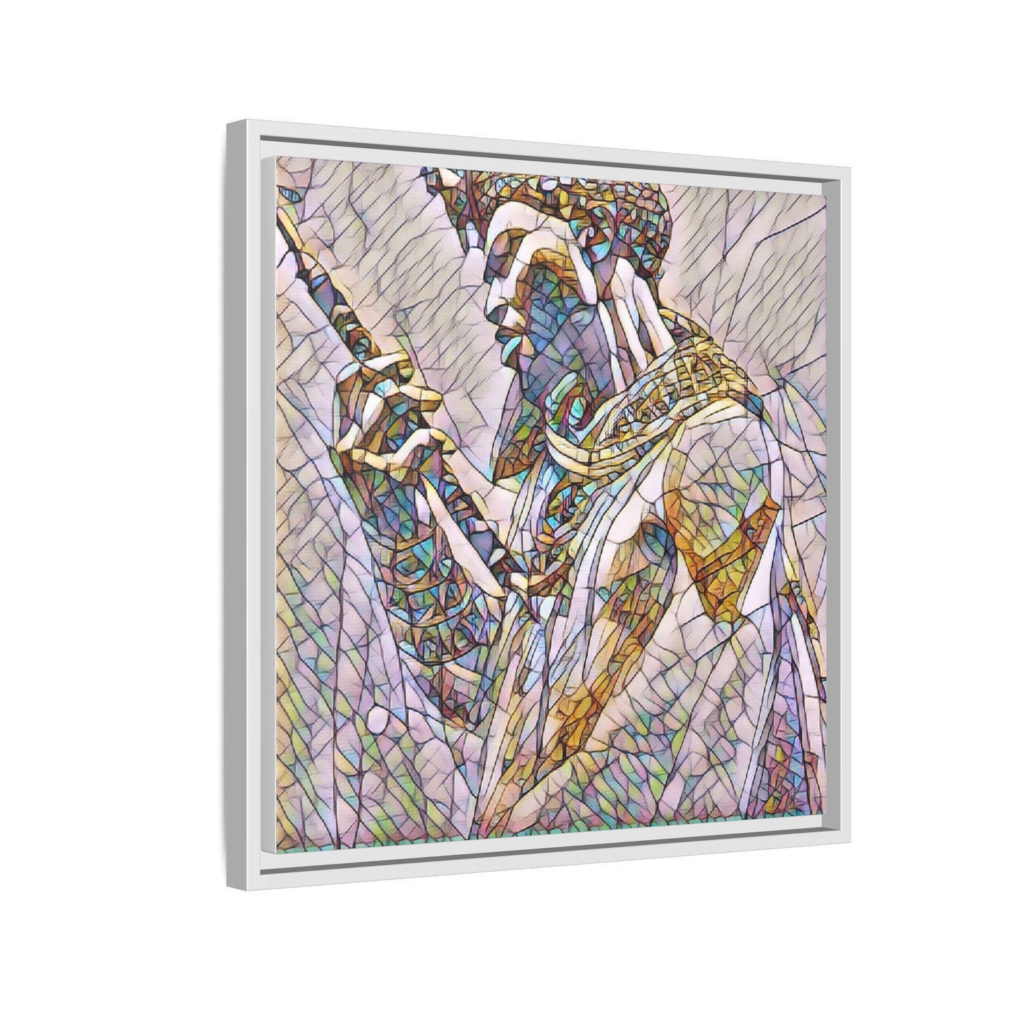 Egyptian Pharaoh Stained Glass Art — Framed Matte Canvas