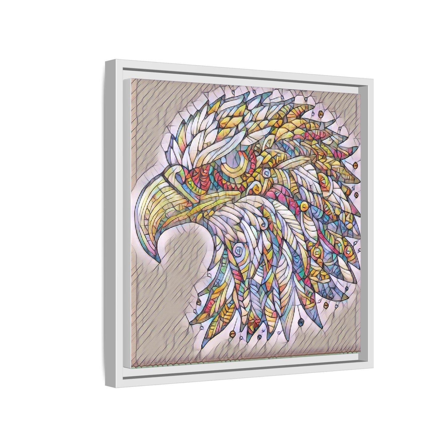 Colorful Eagle Head Matte Framed Canvas Art