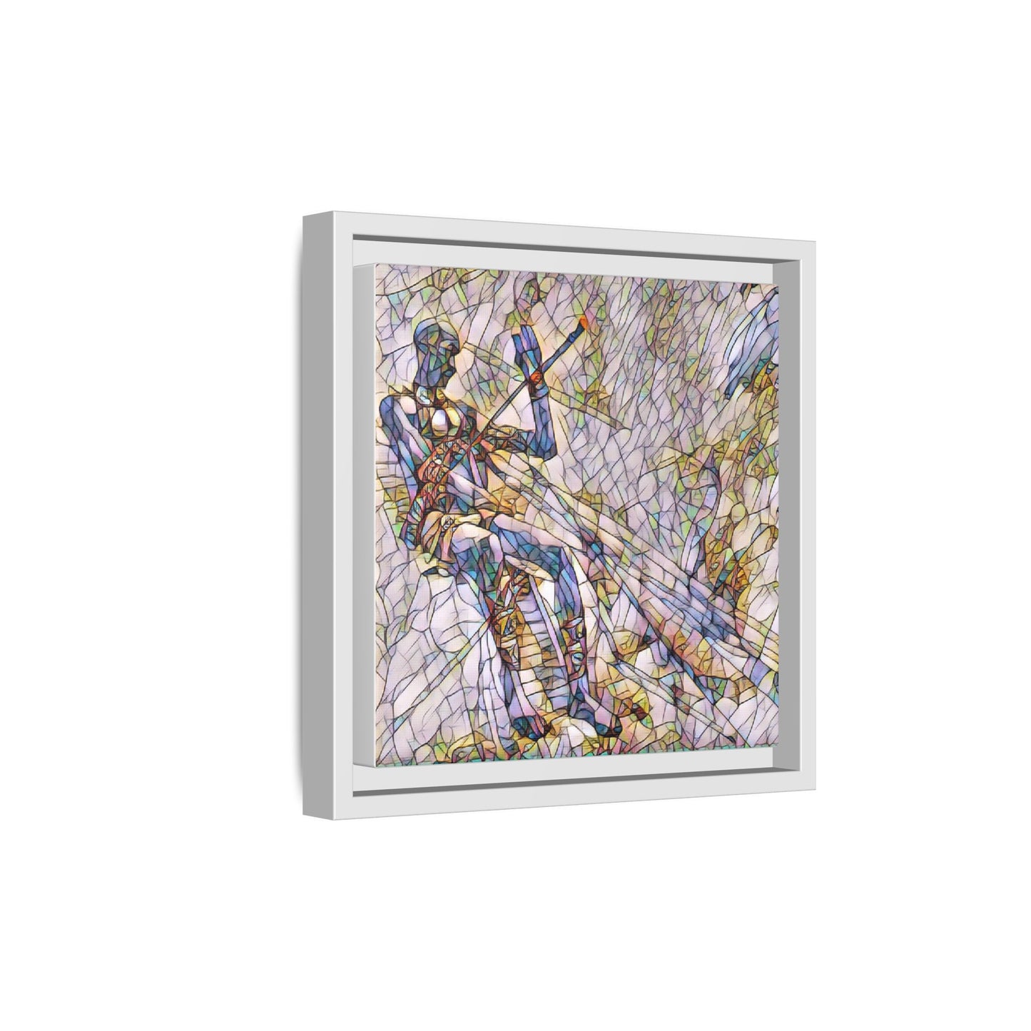 Abstract Stained-Glass Warrior Framed Canvas