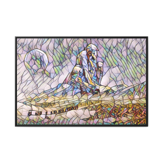 Stained-Glass Surfing Canvas Print — Framed Matte Wall Art