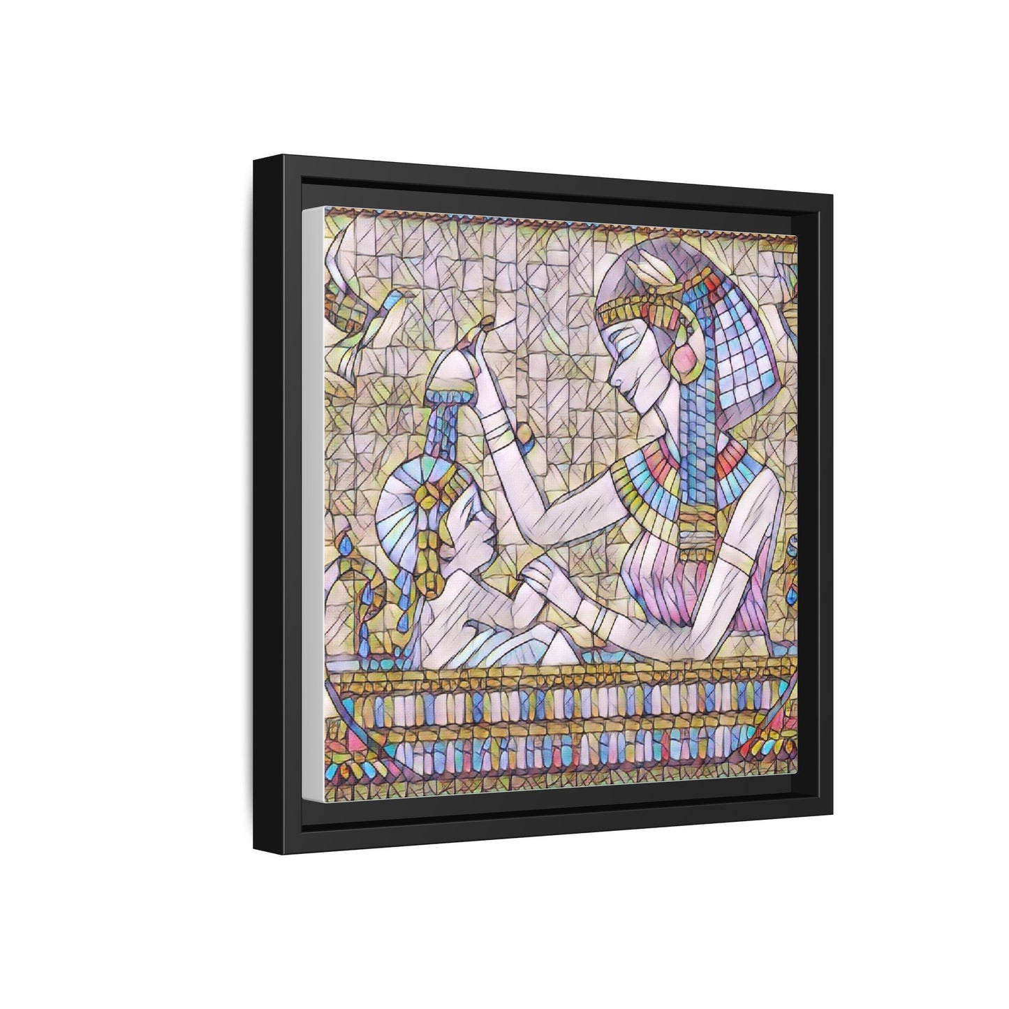 Egyptian Mosaic Mother & Child Framed Matte Canvas