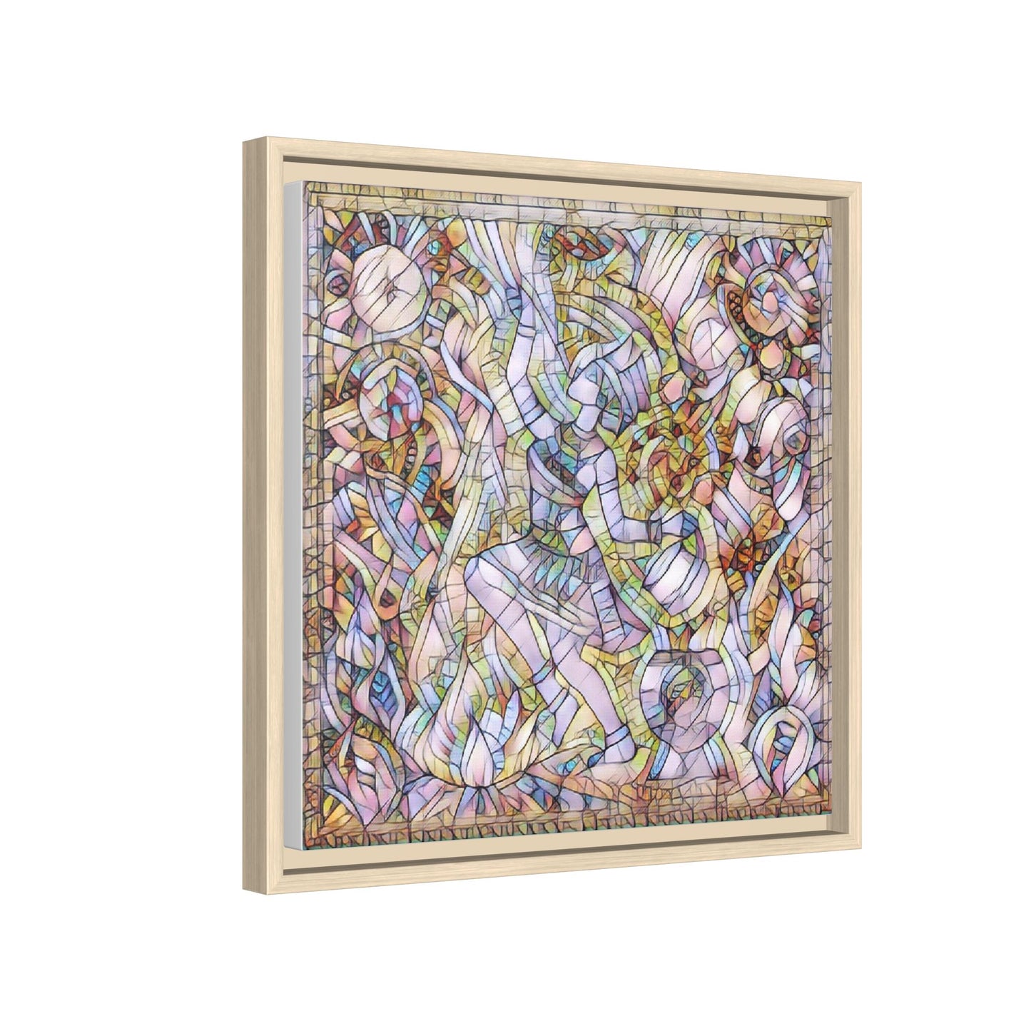 Abstract Stained Glass Dance Matte Framed Canvas