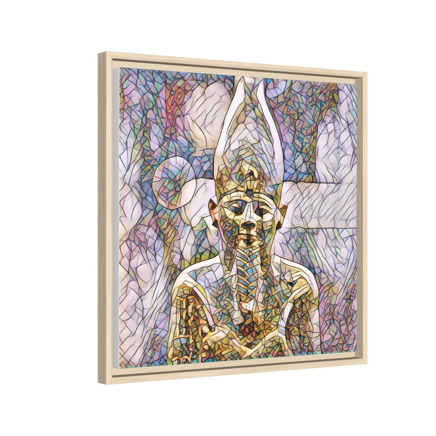 Egyptian Pharaoh Stained-Glass Style Matte Canvas Print, Framed