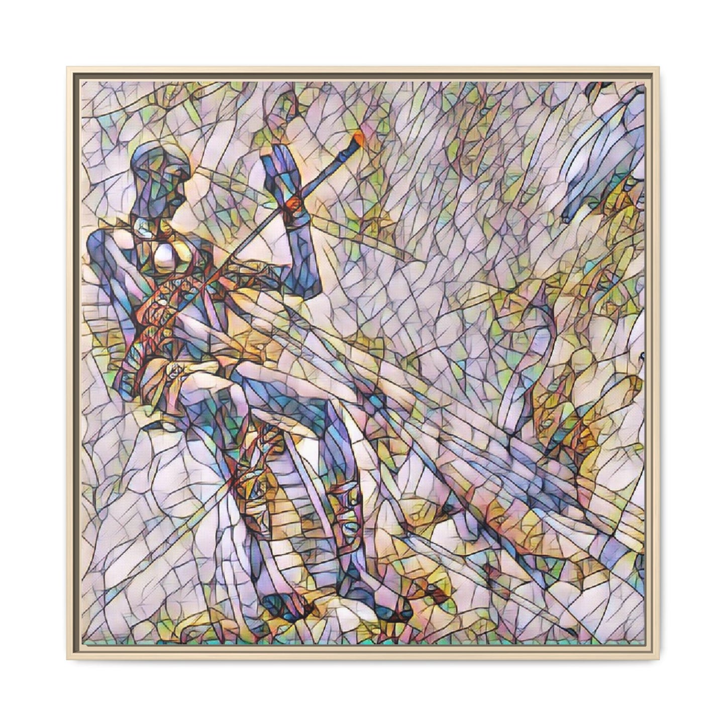 Abstract Stained-Glass Warrior Framed Canvas