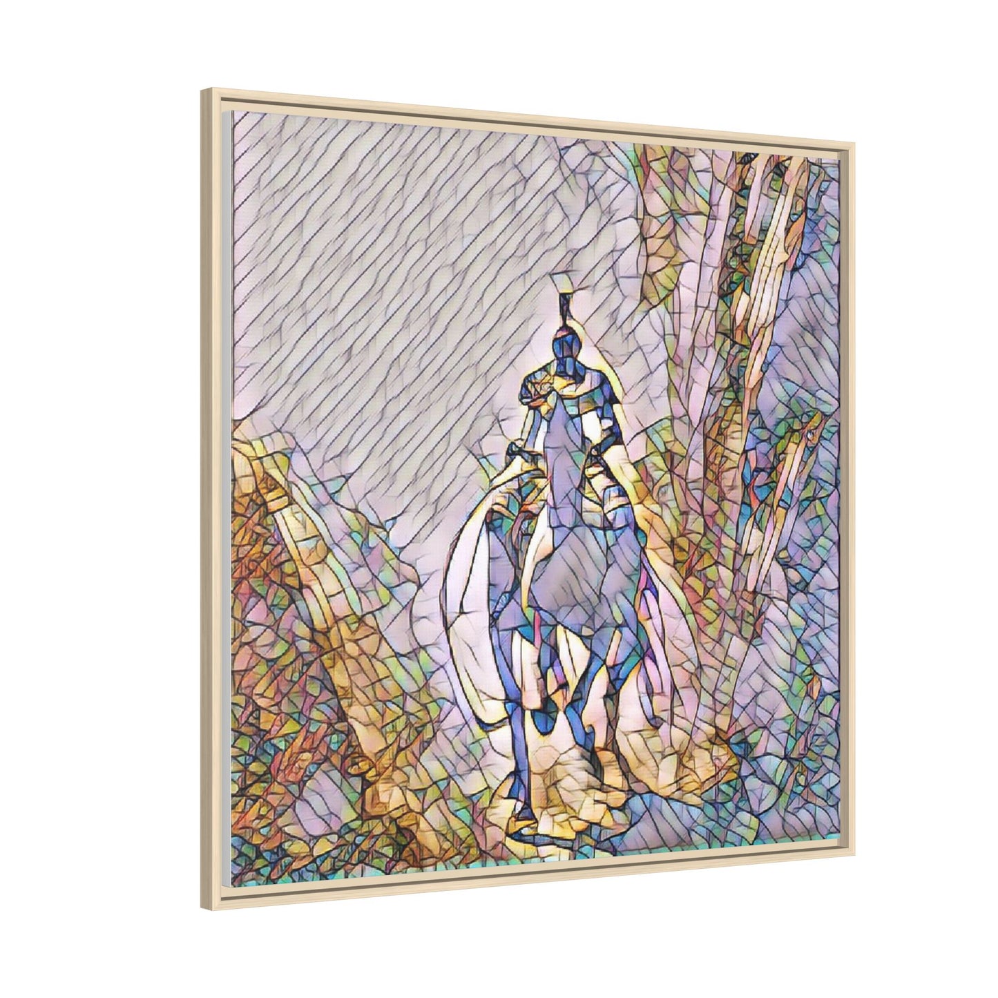 Stained-Glass Knight Matte Framed Canvas Wall Art