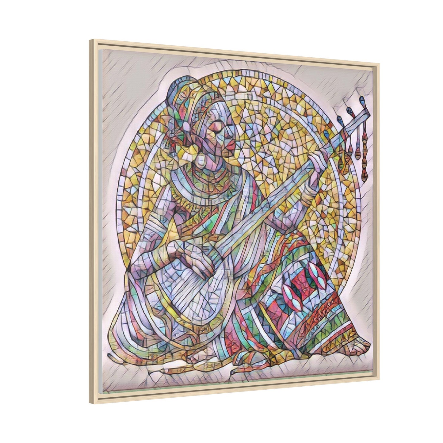 Framed Canvas Art - Colorful Mosaic Musician Wall Decor
