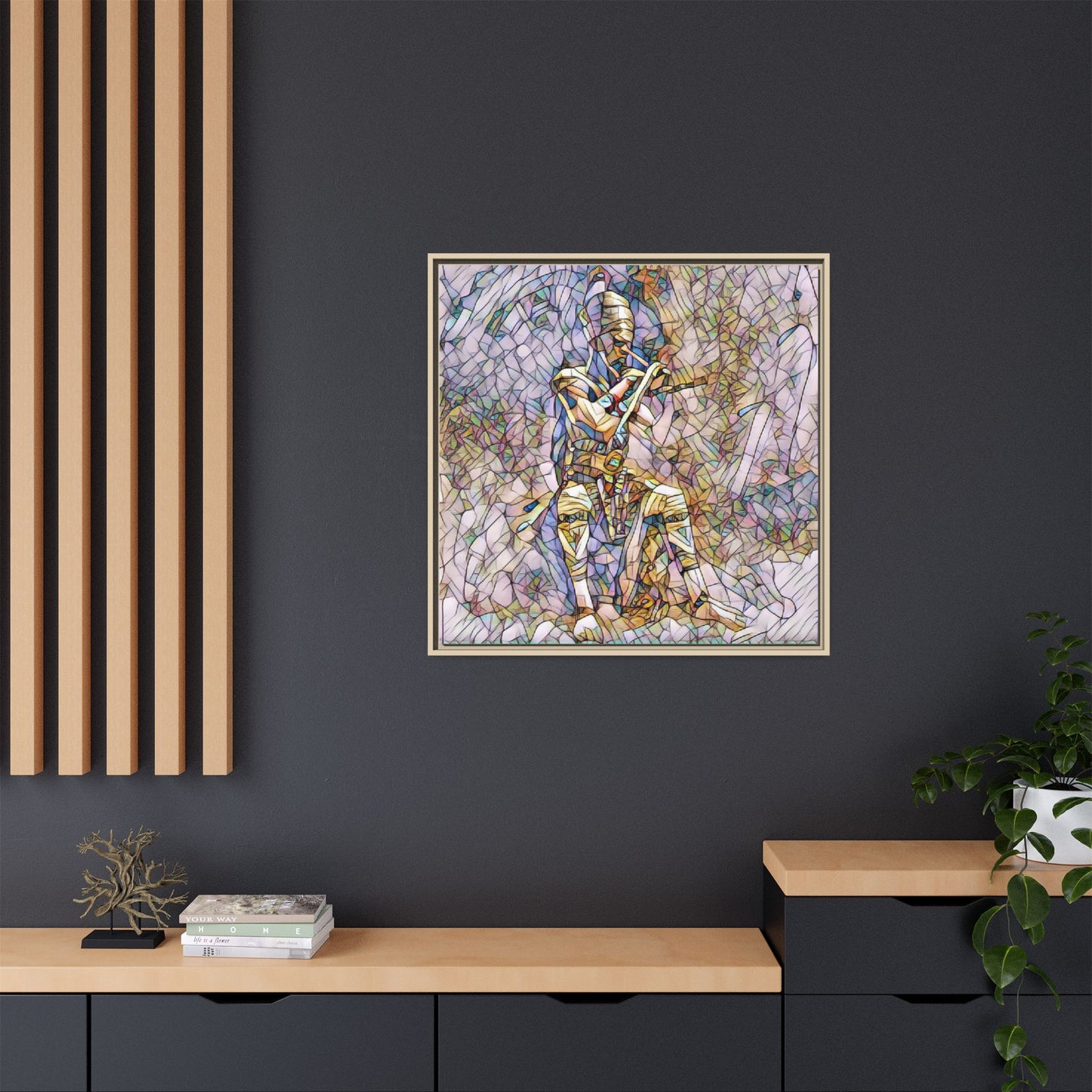 Framed Matte Canvas - Stained Glass Knight Artwork