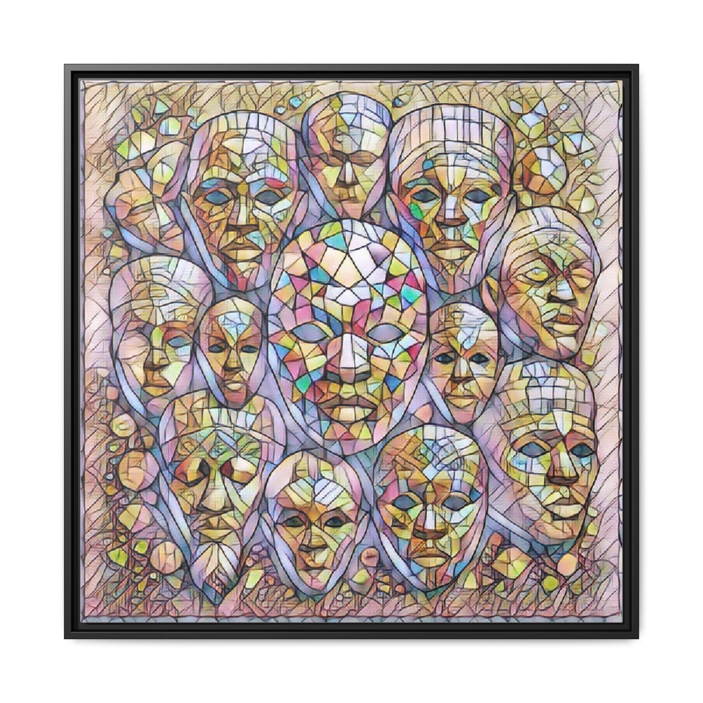 Framed Art Print — Mosaic Faces Matte Canvas