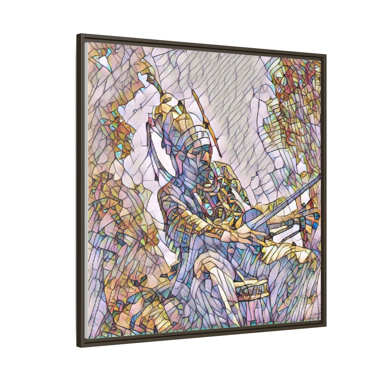 Framed Archery Canvas Print — Stained-Glass Archer Wall Art