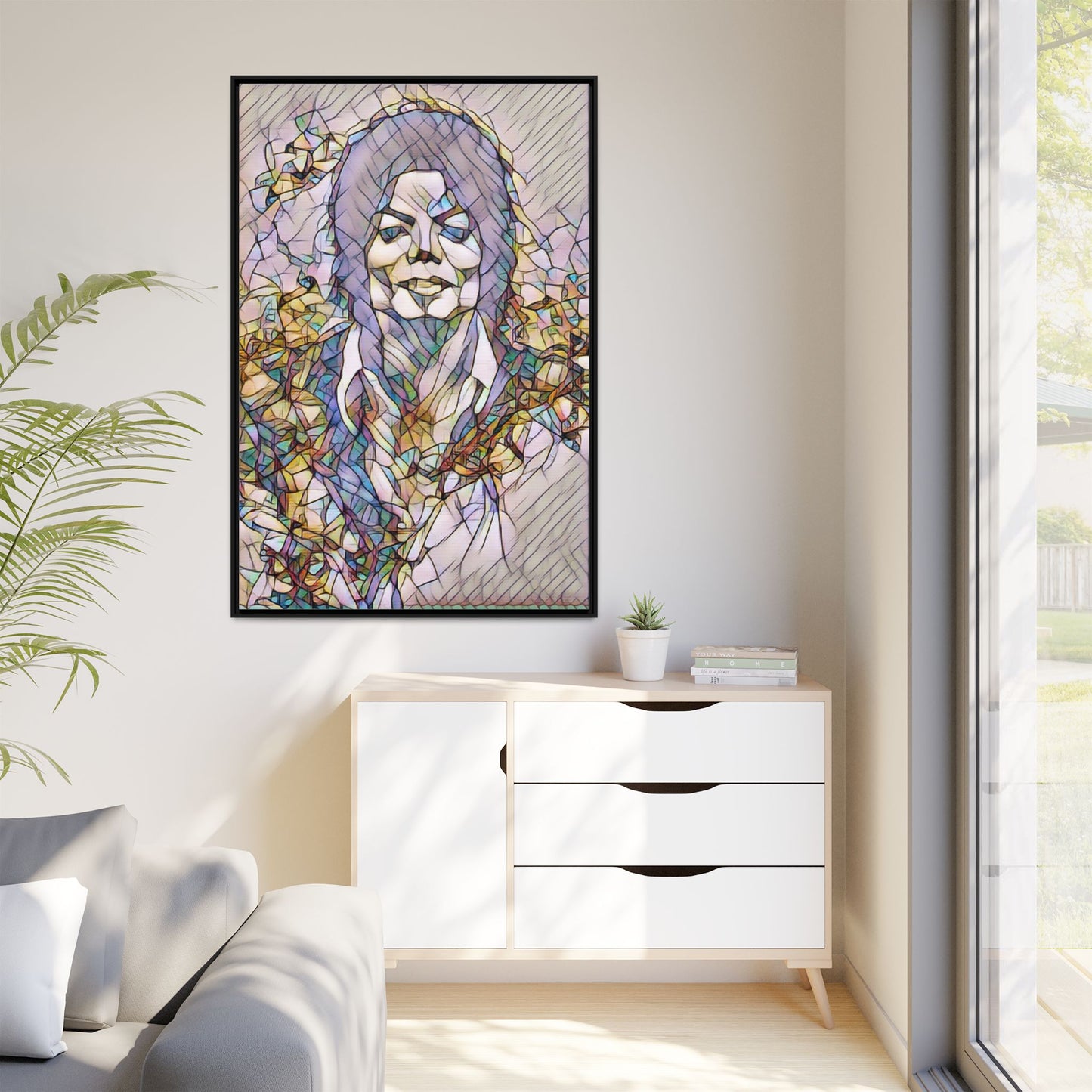 Abstract Stained-Glass Portrait Matte Canvas (Framed)