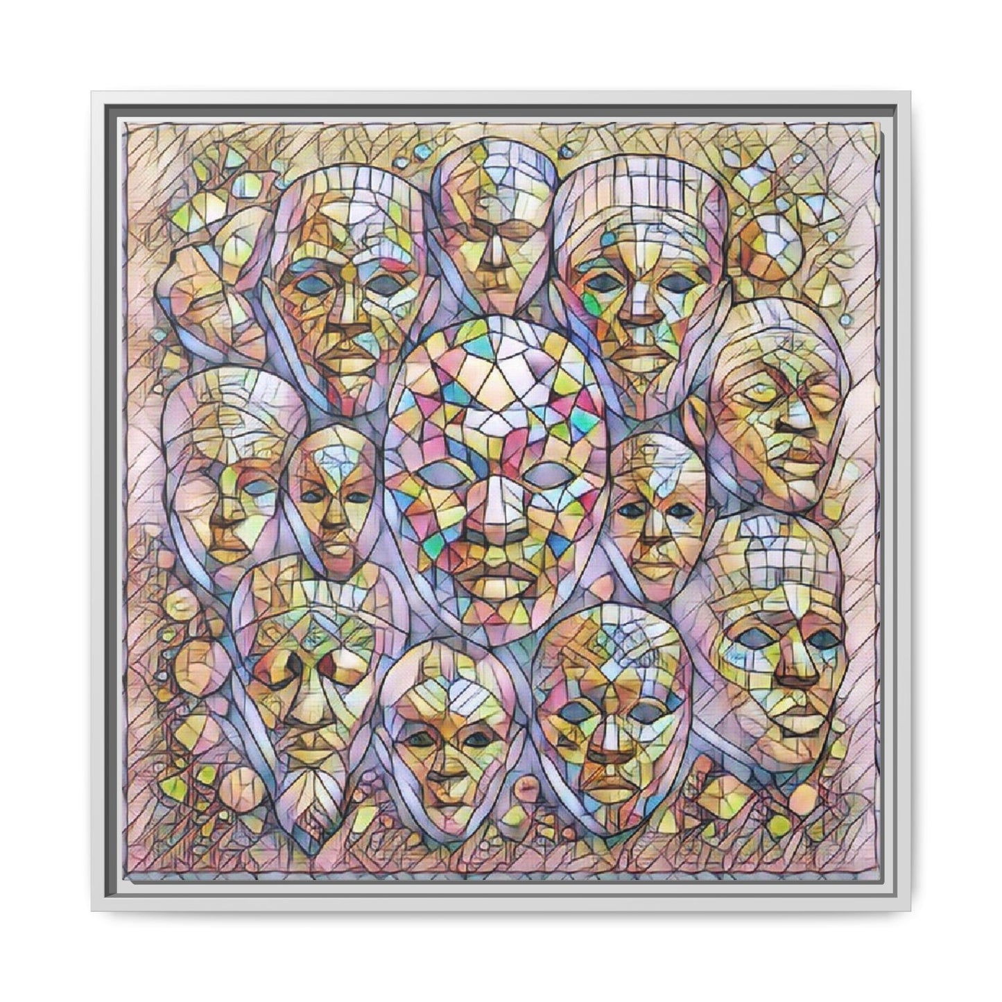 Framed Art Print — Mosaic Faces Matte Canvas