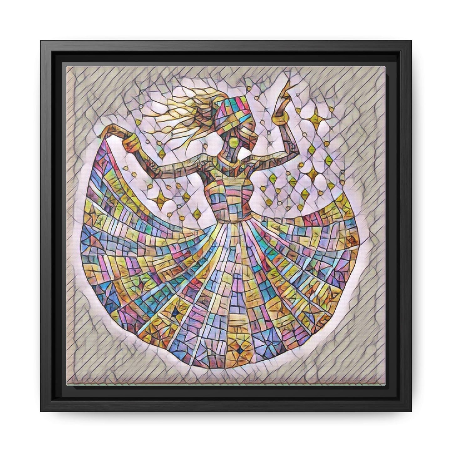 Colorful Mosaic Dance Framed Canvas Art