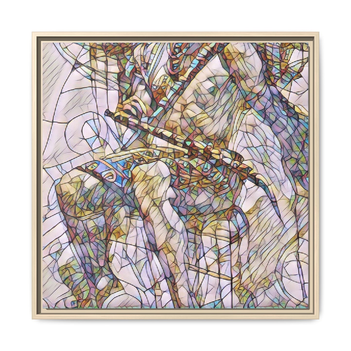 Framed Abstract Musician Canvas Art — Multi‑Color Jazz Saxophone Print