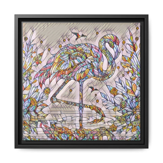 Stained-Glass Flamingo Framed Canvas Print