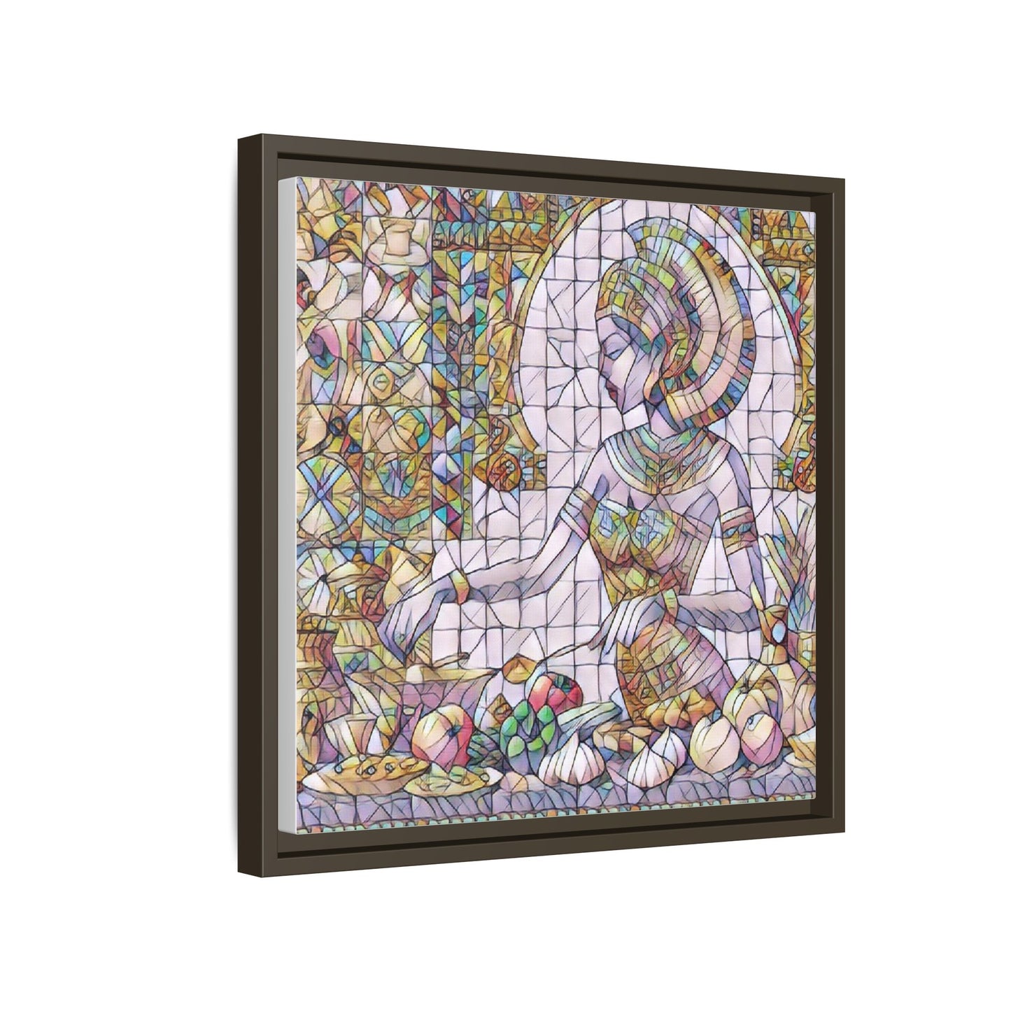 Egyptian Goddess Stained Glass Style Framed Canvas Art